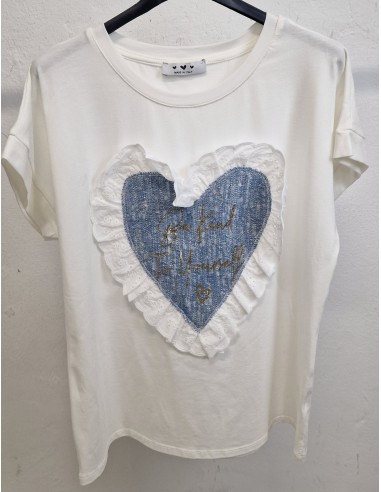Camiseta corazón tira bordada